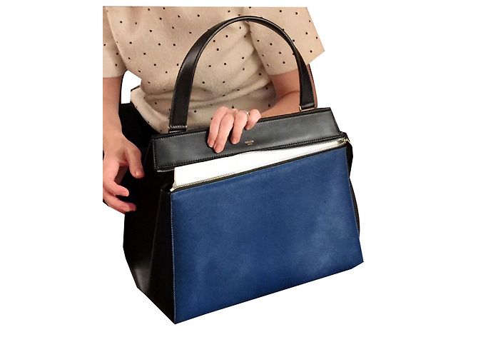 Borsa Céline Edge in pelle nera e blu Nero