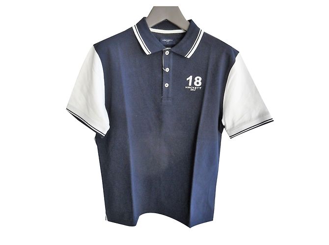 Hackett London Polo da uomo blu scuro e bianca Hackett nuova di zecca Bianco