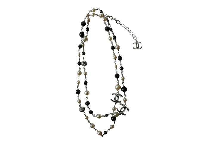 Chanel Long necklaces Silvery Steel  ref.57117