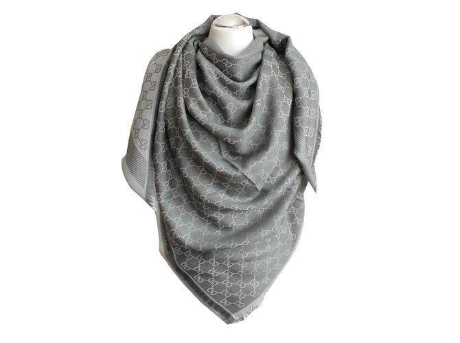 guccissima panno scarf grey  new GUCCI Silk Wool  ref.57130