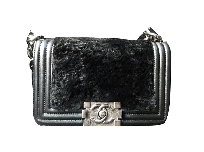 chanel fur boy bag