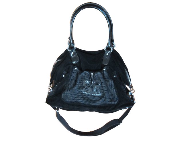 Sonia Rykiel Handbags Black Leather Velvet  ref.57220