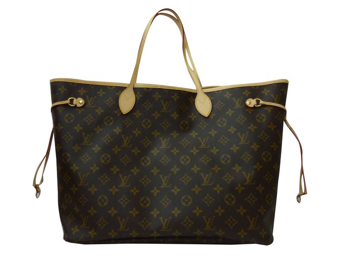 Louis Vuitton Neverfull MM Monogram Brown Leather Cloth  ref.57261