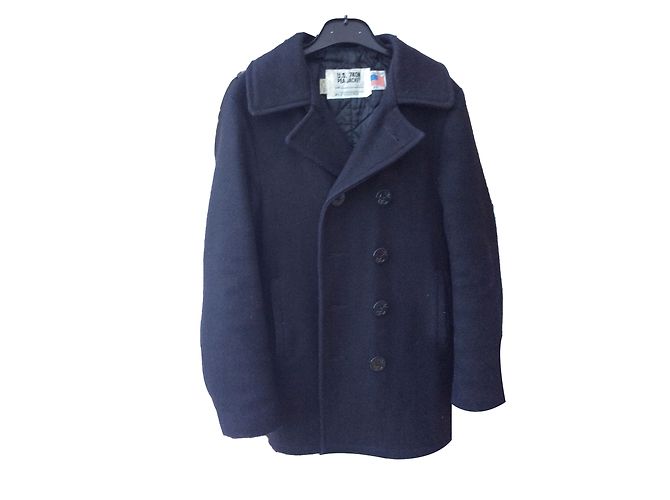 Schott Peacoat Navy Blue Wool