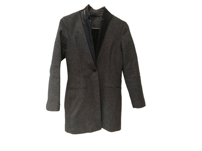 All Saints Coats, Outerwear Grey Wool  ref.57317