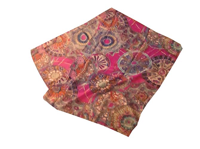 Autre Marque Rosa Musselin Schal Mehrfarbig Pink Mehrfarben