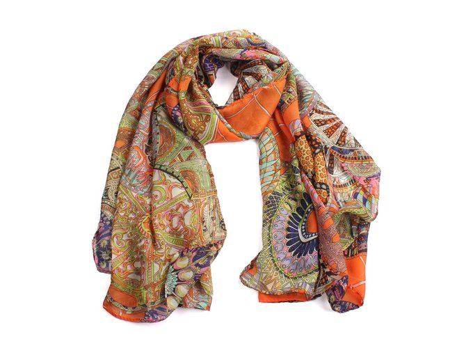 Autre Marque Foulards Polyester Multicolore Orange  ref.57369