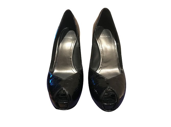 Zapatos de tacón Stuart Weitzman en piel charol negra efecto cocodrilo 38 Negro