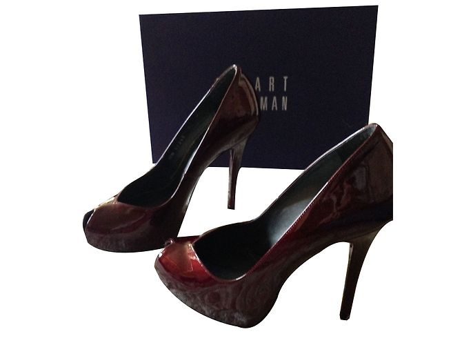 Stuart Weitzman Pencil Lackleder Pumps Dunkelrot Bordeaux