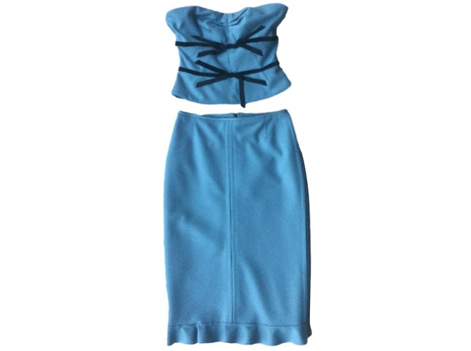 Louis Vuitton Vestidos Azul Lana  ref.57413