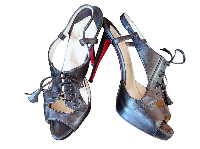 Christian Louboutin Sandals Black Leather  ref.57587