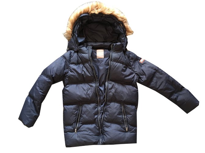 Napapijri Boy Coats Outerwear Navy blue Fur Acrylic  ref.57592
