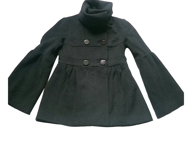 Tara Jarmon Coats, Outerwear Black Polyester Wool  ref.57614