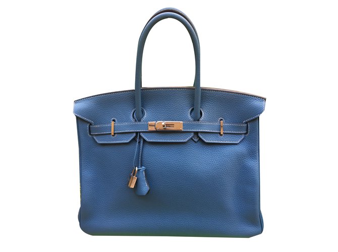 Hermès Birkin 35 Blue Leather  ref.57647