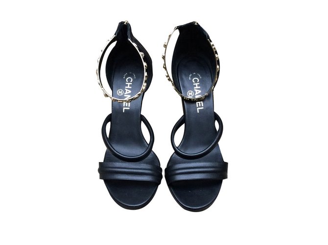 Chanel sandali Nero Pelle  ref.57654