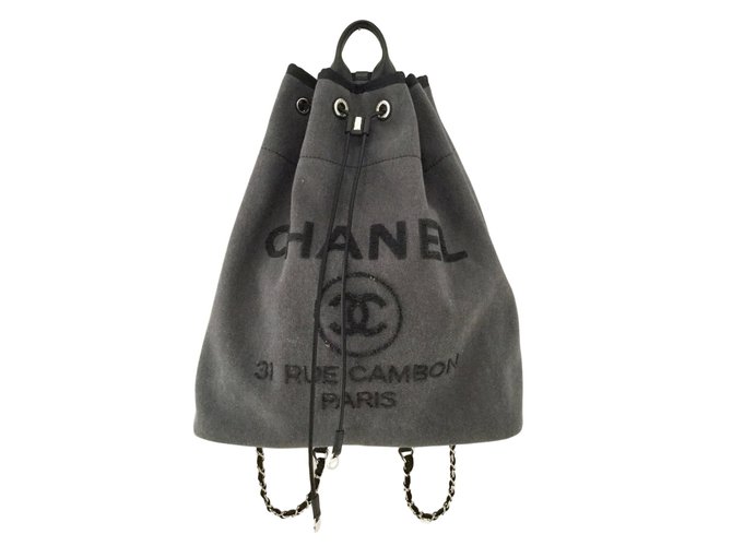 Chanel Deauville Gris antracita Lienzo  ref.57678