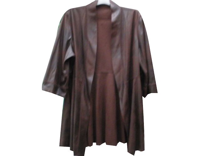 Autre Marque Chaqueta reversible de algodón estilo gamuza marrón oscuro