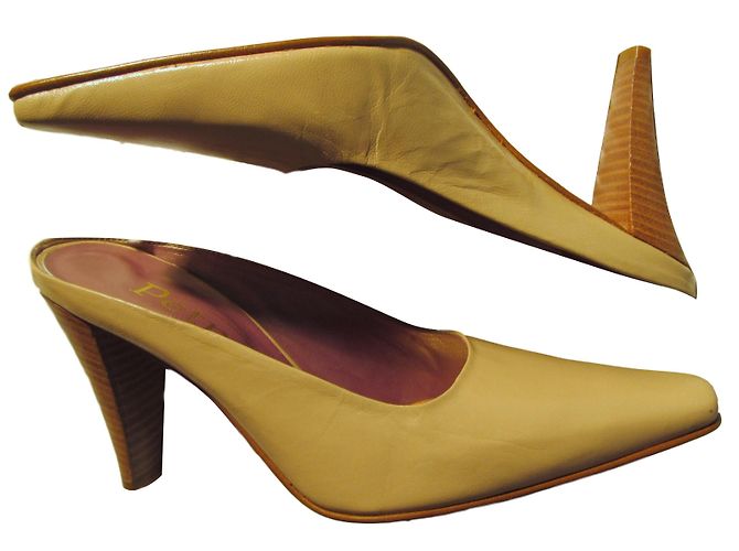 Autre Marque Petra Leder Pantoletten Beige