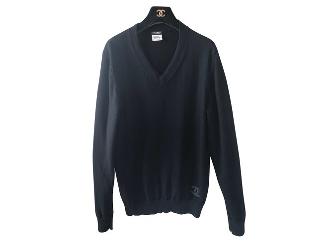 Chanel Pullover Schwarz Wolle