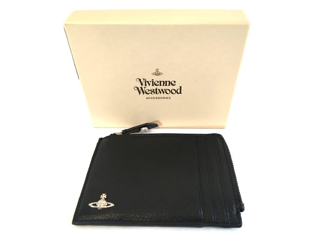 Vivienne Westwood Zip Card Holder Man Leather Cuir Noir  ref.57745