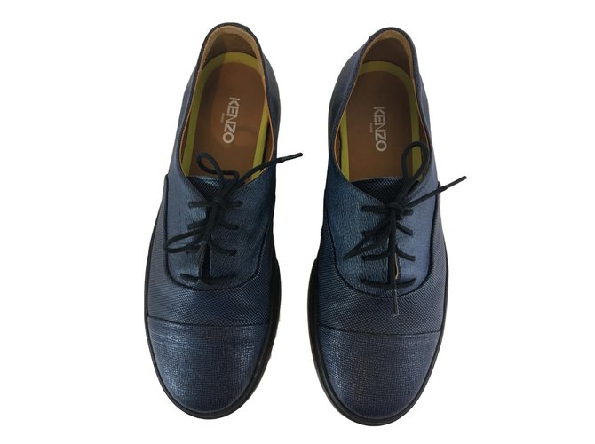 Kenzo Lace ups Blue Leather  ref.57753