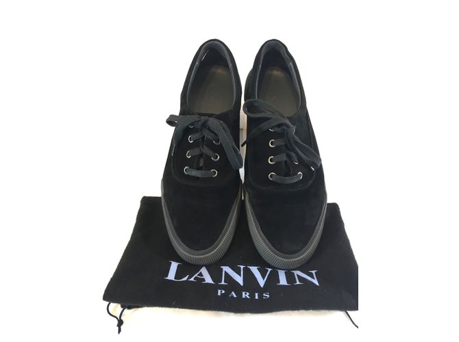 Lanvin Baskets en daim noir  ref.57755