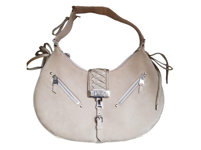 Christian Dior Handbags Beige Suede  ref.57766