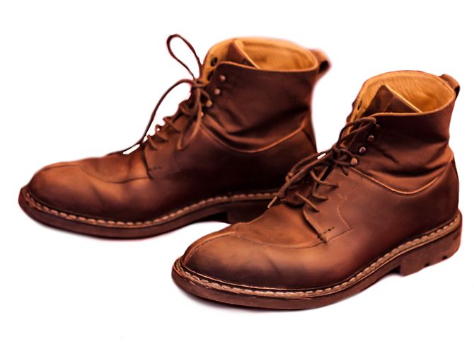 Heschung Ginkgo leather and canvas boots brown