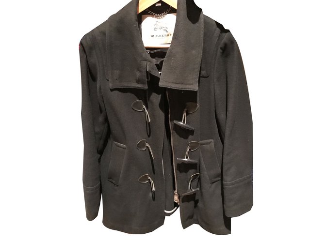 Burberry Coats, Outerwear Black Wool  ref.57787