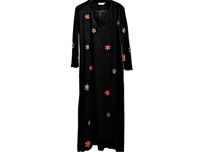 Autre Marque Muriel Brandolini Djellaba Túnica Larga de Algodón Negro M
