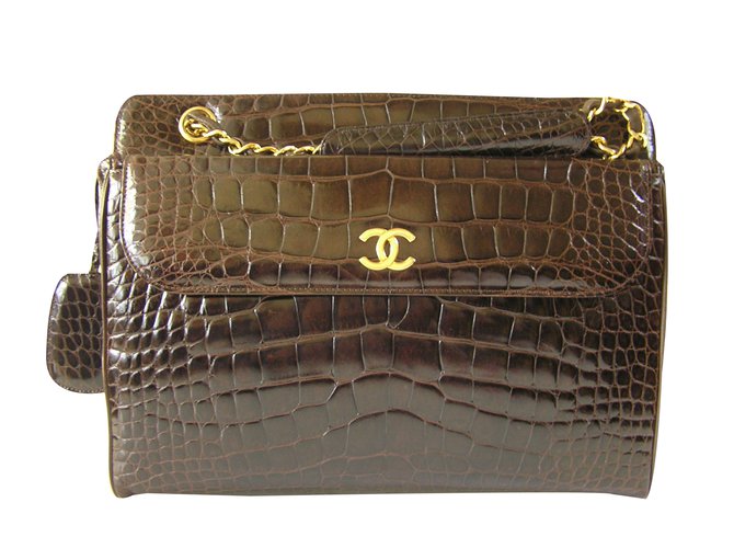Chanel Handtaschen Dunkelbraun Exotisches Leder  ref.57799