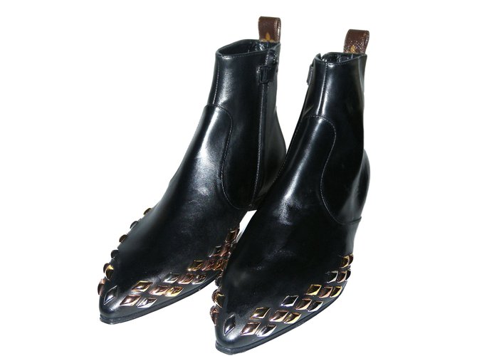 Louis Vuitton Ankle Boots Black Leather  ref.57844