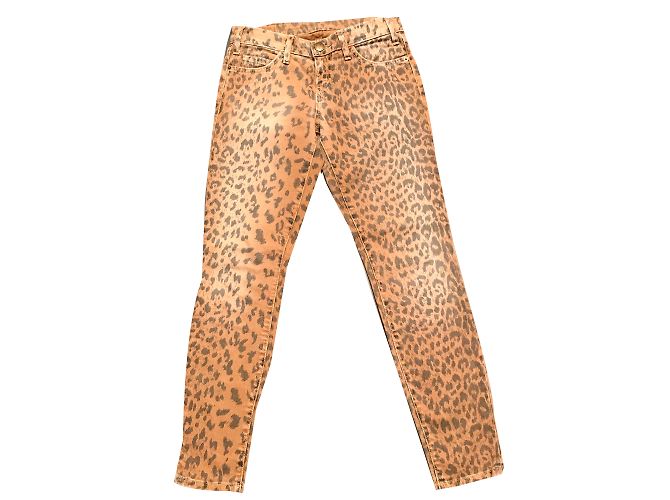 Jeans Current Elliott Slim Fit Leopard Cognac