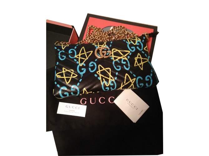Gucci pochette marmont ghost Cuir Noir  ref.57896