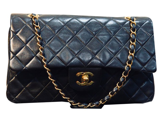 Timeless Chanel Classic Vintage Bag Negro Cuero  ref.57951