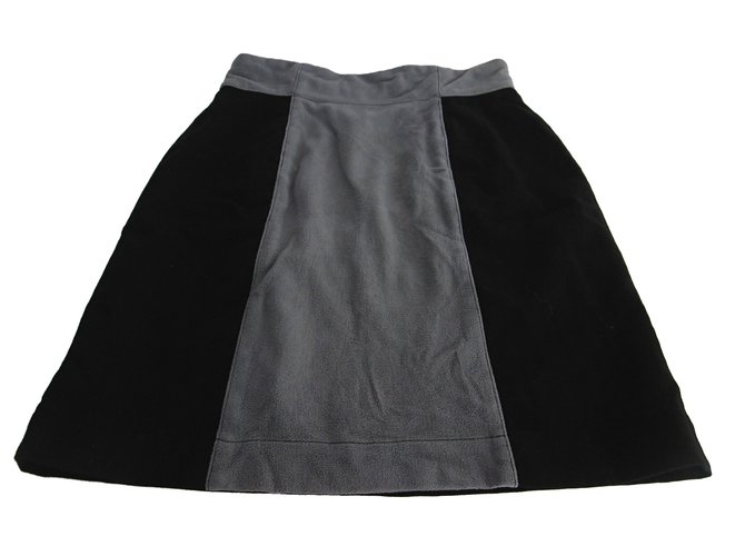 Issey Miyake Wool Mini Skirt Black Grey Synthetic  ref.57959