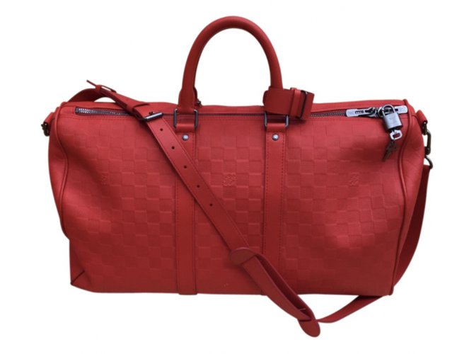 Louis Vuitton 45 keepall infini fusion Bags Briefcases Leather Orange ref.57960 - Joli Closet