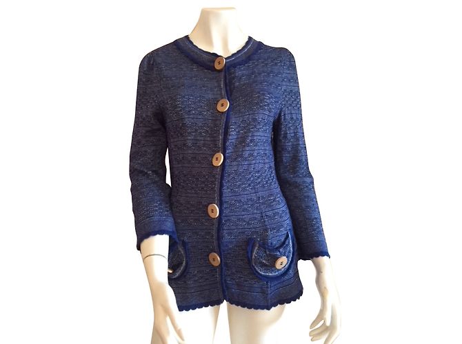 Manoush Strickpullover aus Baumwolle Blau Gr L 