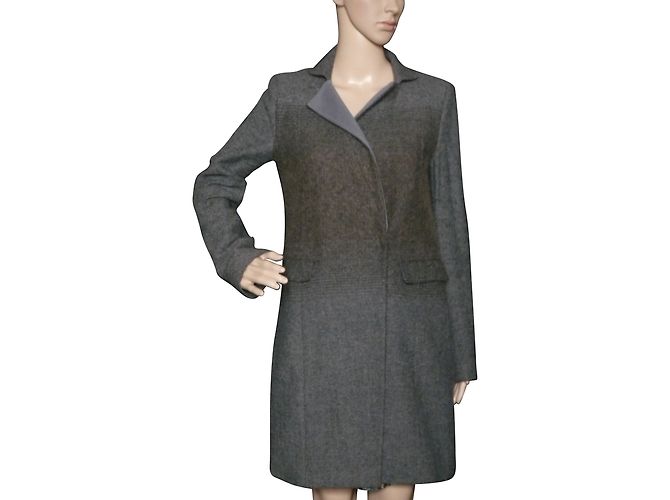 Patrizia Pepe Grey Wool Chevron Coat
