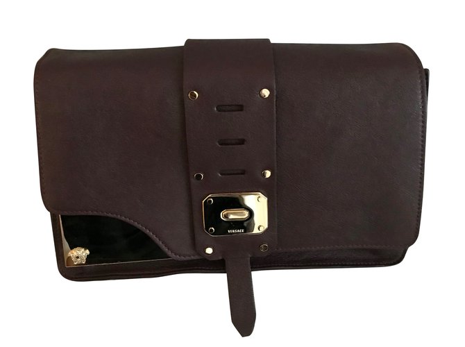 Gianni Versace VERSACE Stardvst shoulder bag - DK10C BORDEAUX Dark brown Leather  ref.58053