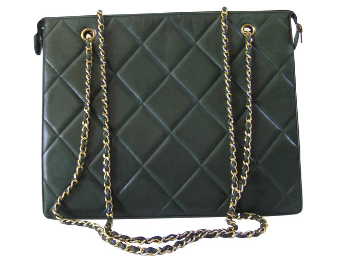 Chanel Handbags Green Leather  ref.58061