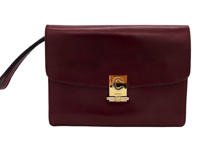 Céline Clutch bags Dark red Leather  ref.58131