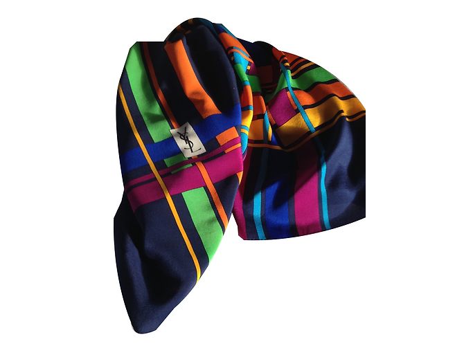 Pañuelo Yves Saint Laurent de seda con estampado geométrico Multicolor