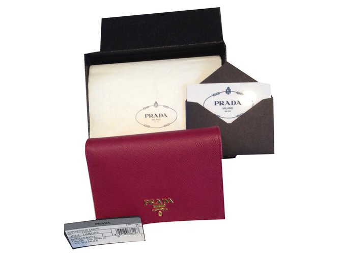 Portefeuille Prada neuf en cuir saffiano couleur améthiste Rose  ref.58164
