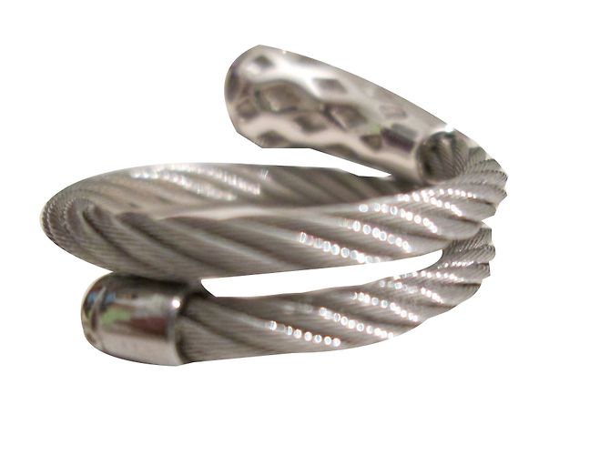 Autre Marque Charriol Ring Gedrehte Stahlkabel und Silber