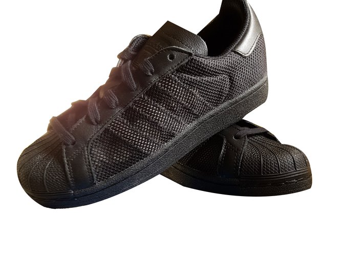 Adidas scarpe da ginnastica Nero Pelle Panno  ref.58199