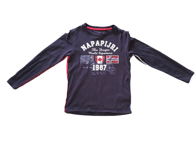 Napapijri T-shirt manches longues 12 ans Coton Bleu Marine  ref.58245