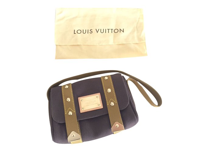Louis Vuitton Bolsas Castanho escuro Lona  ref.58280