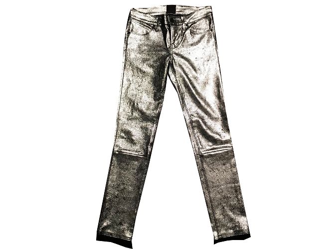 RTA RTL Pantaloni in pelle stretch Nero Argento