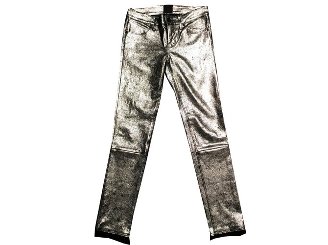 RTA Pants, leggings Black Silvery Leather  ref.58286
